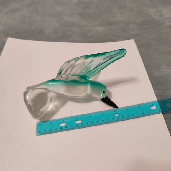 Glass Art Hummingbird Bird Colibri Teal Home Decor Office Vintage - Picture 9 of 11